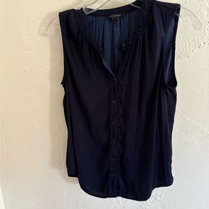 Banana Republic Navy Sleeveless Button-Front Blouse